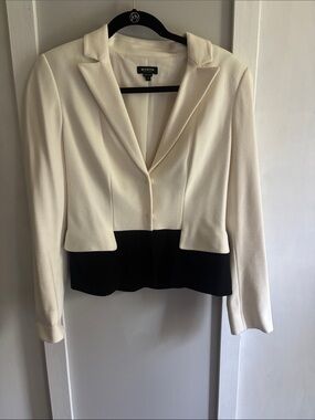 Worth Two-Tone Cream and Black Cropped Blazer